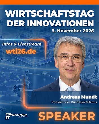 Wettbewerb als Motor für Innovation: Andreas Mundt, Präsident des Bundeskartellamts, hält beim Wirtschaftstag der... Wettbewerb als Motor für Innovation: Andreas Mundt, Präsident des Bundeskartellamts, hält beim Wirtschaftstag der...