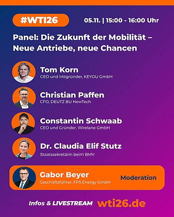 Mobilität bewegt Wirtschaft und Gesellschaft, und über die Antriebe von morgen wird heute entschieden. Im Panel „Die... Mobilität bewegt Wirtschaft und Gesellschaft, und über die Antriebe von morgen wird heute entschieden. Im Panel „Die...